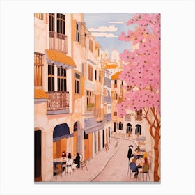 Alicante Spain 3 Vintage Pink Travel Illustration Canvas Print