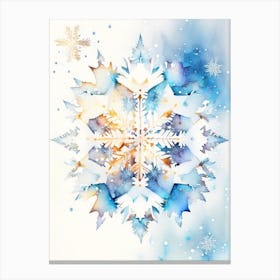 Symmetry, Snowflakes, Storybook Watercolours 3 Canvas Print