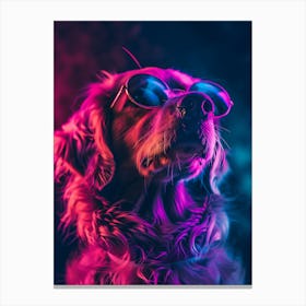 Beautiful Dog Under Neon Lights 2 Canvas Print