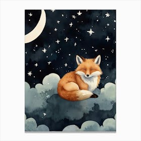 Fox In The Night Sky Canvas Print