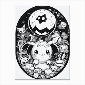 Pokemon Halloween Pokemon Black And White Pokedex Canvas Print