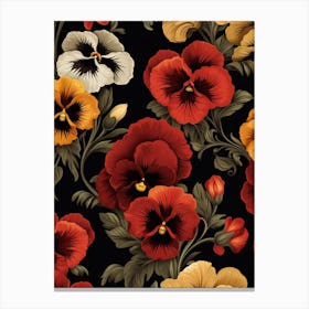 Winter Pansy 3 William Morris Style Winter Florals Canvas Print