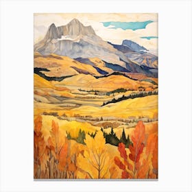 Autumn National Park Painting Torres Del Paine National Park Chile 4 Canvas Print