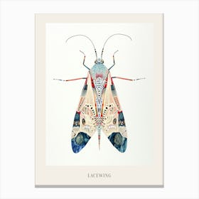 Colourful Insect Illustration Lacewing 17 Poster Canvas Print