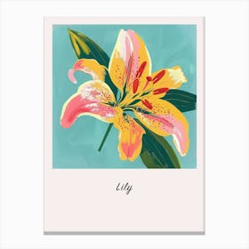 Lily 3 Square Flower Illustration Poster Canvas Print