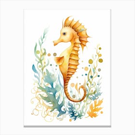 A Seahorse Watercolour In Autumn Colours 2 Canvas Print