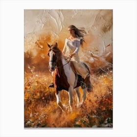 Girl Riding A Horse Canvas Print