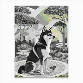 Shiba inu In The Garden Canvas Print