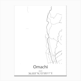 Omachi,Japan Minimalist Map Canvas Print