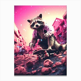 Raccoon Skateboarding Canvas Print