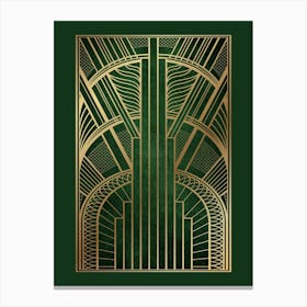 Art Deco Pattern Green and Gold 2 Canvas Print