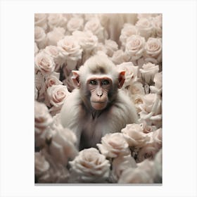 Monkey In Roses Canvas Print