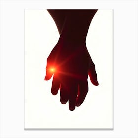 Silhouette Of Hands Holding Hands Canvas Print