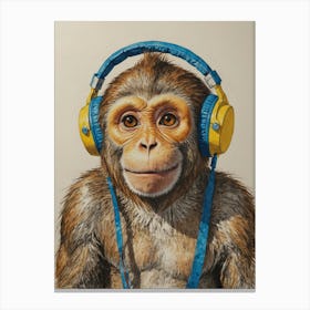 Monkey With Headphones 4 Canvas Print