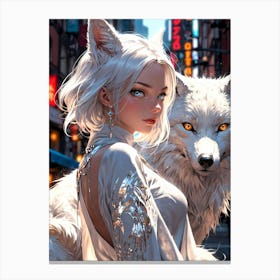 Wolf And Girl 1 Canvas Print