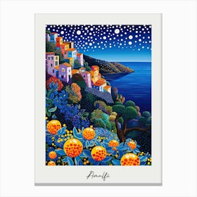 Poster Of Amalfi, Italy, Illustration In The Style Of Pop Art 4 Canvas Print