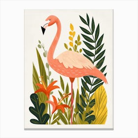 Jamess Flamingo And Heliconia Minimalist Illustration 4 Canvas Print