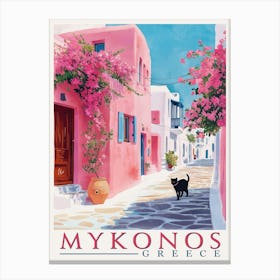 Mykonos Greece Vintage Travel Poster Canvas Print