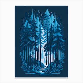 A Fantasy Forest At Night In Blue Theme 45 Canvas Print