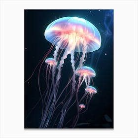 Moon Jellyfish Neon 4 Canvas Print