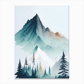 Mountain And Forest In Minimalist Watercolor Vertical Composition 219 Canvas Print