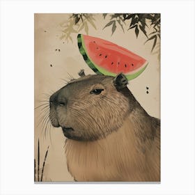 Watermelon Capybara Canvas Print