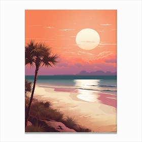 Illustration Of Gulf Shores Beach Alabama In Pink Tones 3 Canvas Print