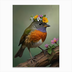 Bird With Flower Crown 2 Canvas Print