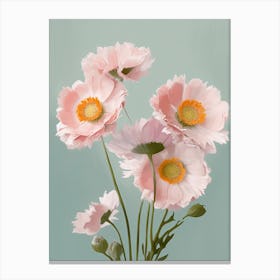 Daisies Flowers Acrylic Painting In Pastel Colours 3 Canvas Print