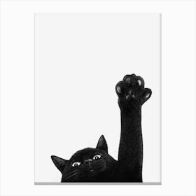 Black Cat With Paw Canvas Print