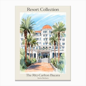 Poster Of The Ritz Carlton Bacara, Santa Barbara   Santa Barbara, California   Resort Collection Storybook Illustration 3 Canvas Print