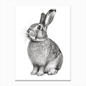 American Fuzzy Lop Black Blockprint Rabbit Illustration 3 Canvas Print