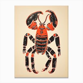 Lobster, Woodblock Animal  Drawing 4 Canvas Print