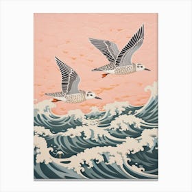 Vintage Japanese Inspired Bird Print Grey Plover 3 Canvas Print