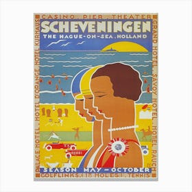 Scheveningen Holland Vintage Beach Poster Canvas Print