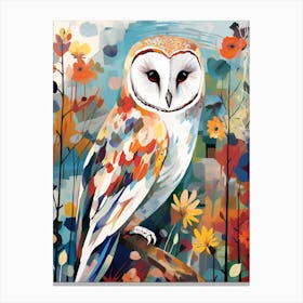 Bird Painting Collage Barn Owl 4 Canvas Print
