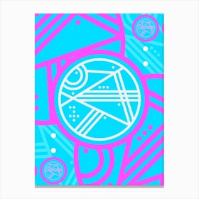 Geometric Glyph in White and Bubblegum Pink and Candy Blue n.0076 Canvas Print
