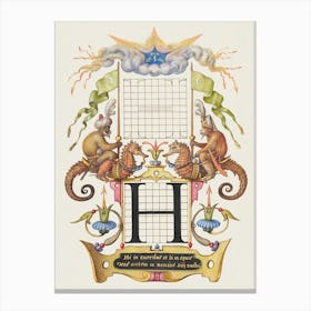 Guide For Constructing The Letter H From Mira Calligraphiae Monumenta, Joris Hoefnagel Canvas Print