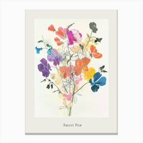 Sweet Pea 4 Collage Flower Bouquet Poster Canvas Print
