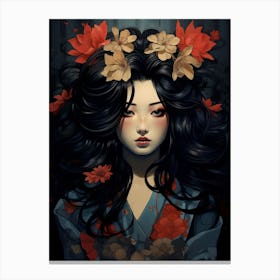 Geisha Japanese Style Illustration 9 Canvas Print