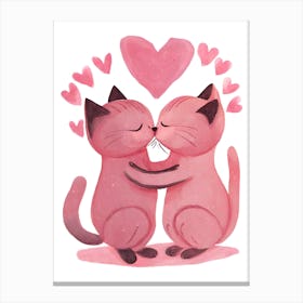 Pink Cats in Love 2 Canvas Print