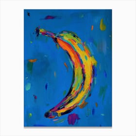 Banana On A Blue Table Canvas Print