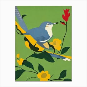 Mockingbird 2 Midcentury Illustration Bird Canvas Print