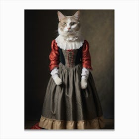 Cat in an old dress 3 Canvas Print