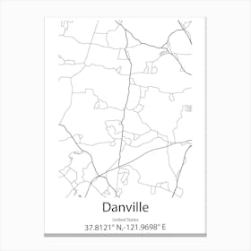 Danville,United States Minimalist Map Canvas Print