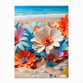 Paper Flowers On The Beach Canvas Print