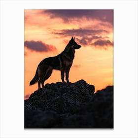 Sunset German Shepherd Dog. Generated AI. Art Print 1 Canvas Print