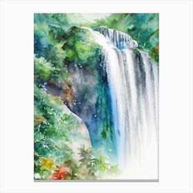 Diamond Falls, Saint Lucia Water Colour  (1) Canvas Print