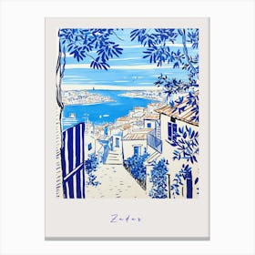 Zadar Croatia 3 Mediterranean Blue Drawing Poster Canvas Print