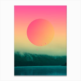 Landscape With Graphic Sun Canvas Print